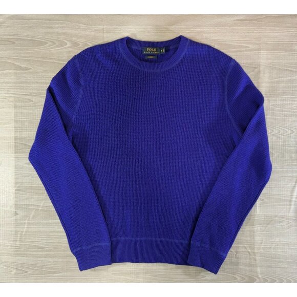 Polo Ralph Lauren Cashmere Waffle Knit Crewneck Sweater sz M color blue NWOT